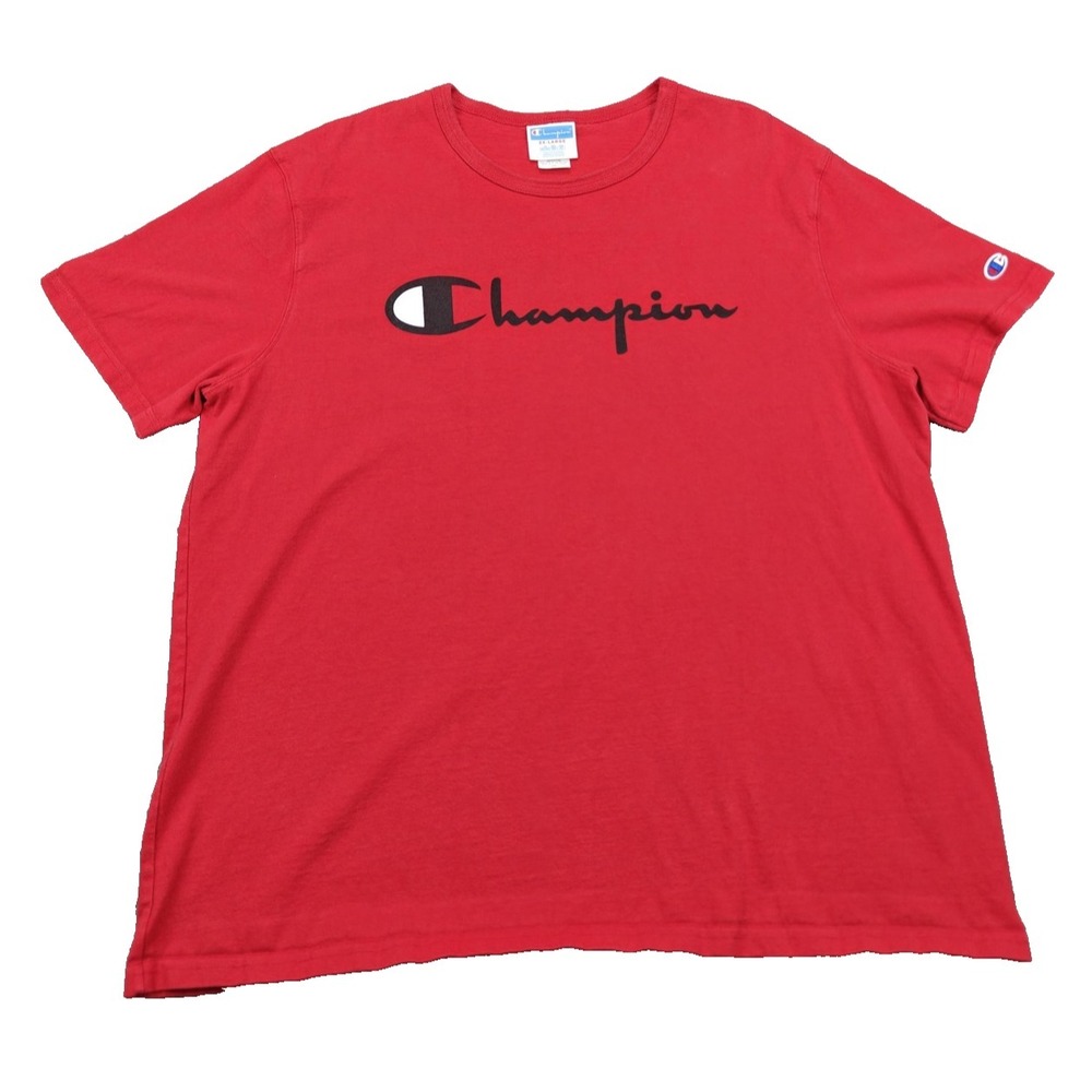 Champion Shirt Mens 2XL Red Heavyweight Cotton Script Logo Athletic Tee XXL